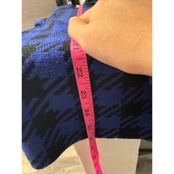 St. john for I.Magnin Vintage Blue Black Checkered Plaid Cardigan Sweater Small - Picture 11 of 12